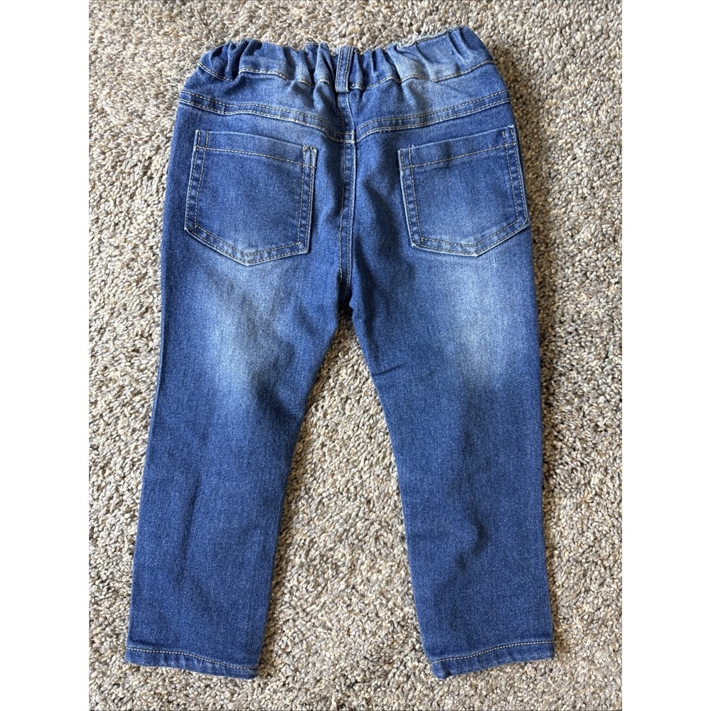 Girls Jeans Floral Design Distressed Size 7 - Picture 2 of 7